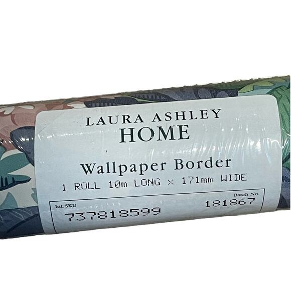 Vintage Laura Ashley Home Wallpaper Border‎ Ashbourne Floral Pink Blue 2 Rolls - Picture 3 of 5